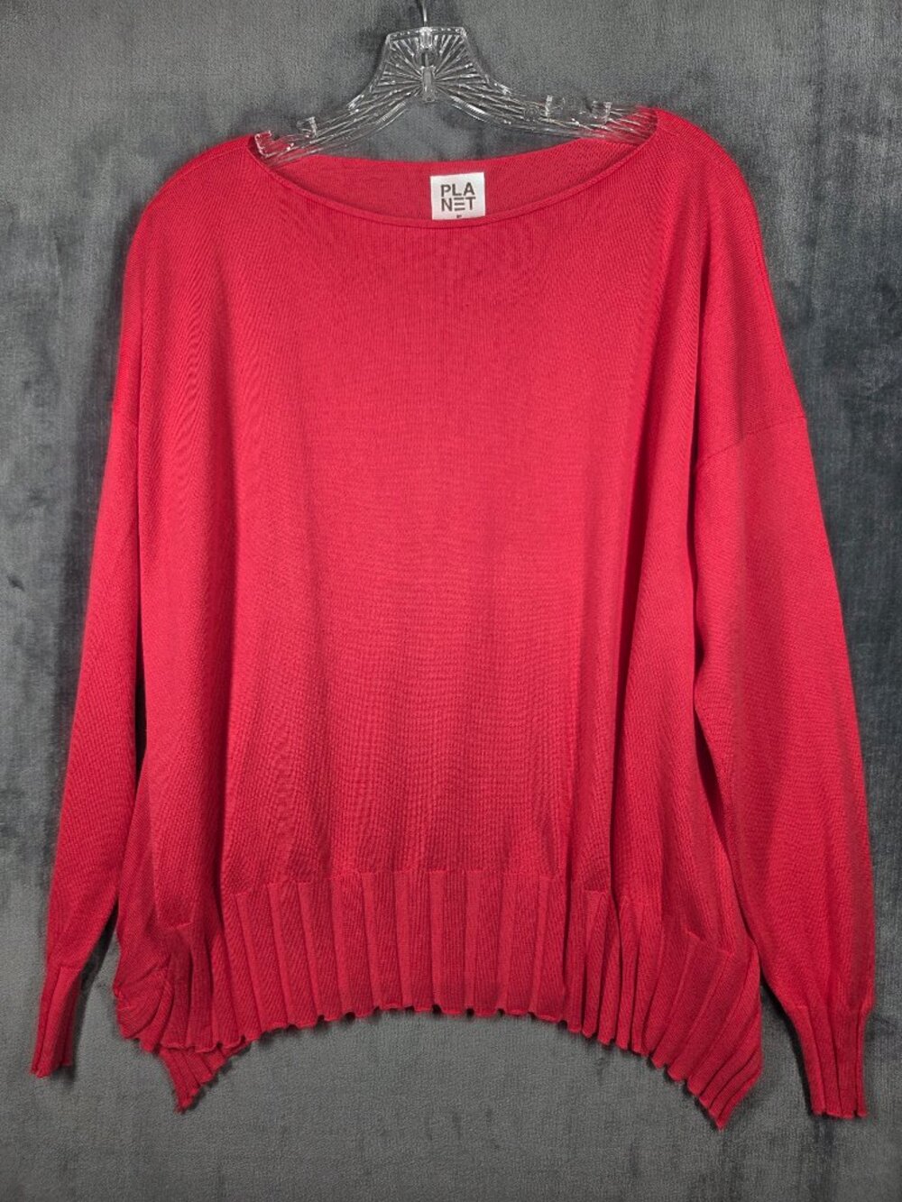 PLANET Lauren G Sweater Womens One Size Red Pullover Top Long Sleeve